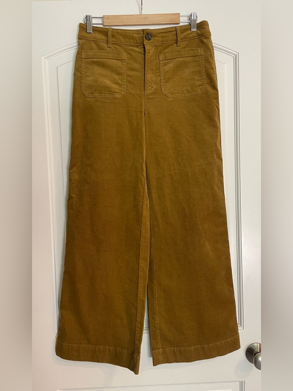 Ann Taylor LOFT THE PALMER Mustard Yellow Brown Wide Leg Corduroy Boho Pants 6